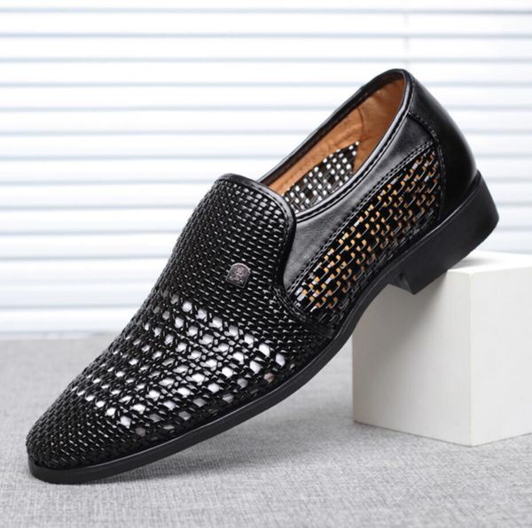 

new italian classics gladiator men oxfords genuine leather sandals breathable male moccasins flats wedding dress shoes sandalias, Black