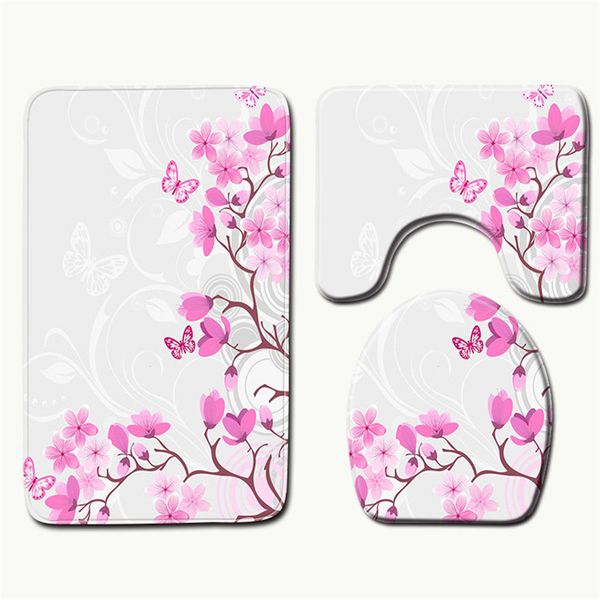 

new non-slip ванной декор коврики 3шт / 1set цветок non-slip коврик для ванной ванная кухня ковер doormats decor 0403 # 30