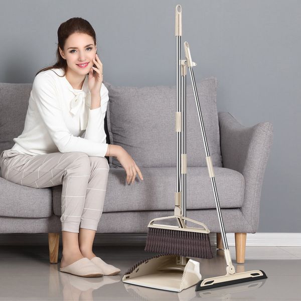 

european style foldable household cleaning tools plastic pp broom combination soft hair clean dustless broom dustpan suit tools