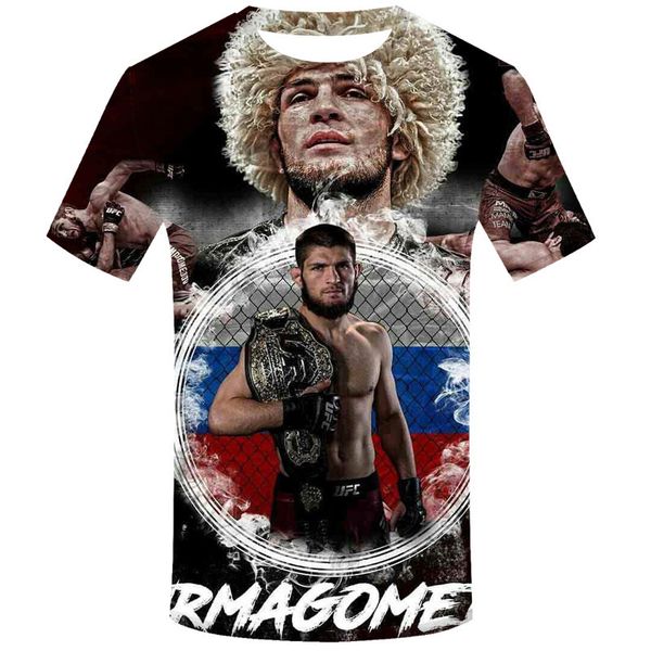 

новейшая мода cool star хабиб нурмагомедов футболка с 3d-принтом женщины / мужчины лето с коротким рукавом унисекс футболка повседневная топ, White;black