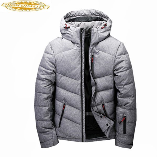 

men's white duck down jacket hooded winter coat warm men parka padded mens jackets casacos masculino wxf372, Black