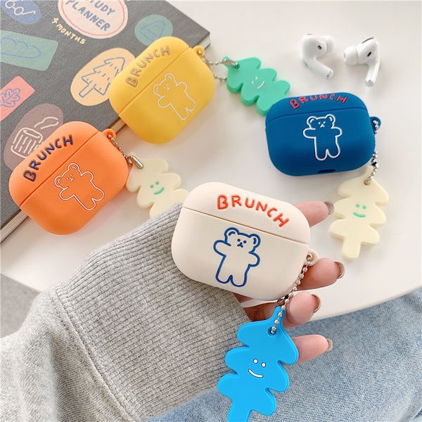 

fashion airpods1 / 2 case ins cute airpods bear protector airpods pro case bluetooth headset silicone soft shell anti-fall cover-