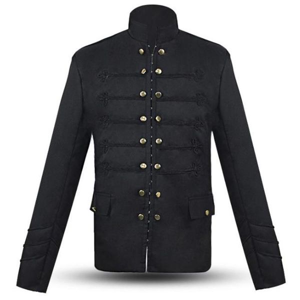 

mens vintage gothic jacket coat long sleeve buttons coat medieval clothing retro party steampunk jackets overcoat male outwear, Black;brown