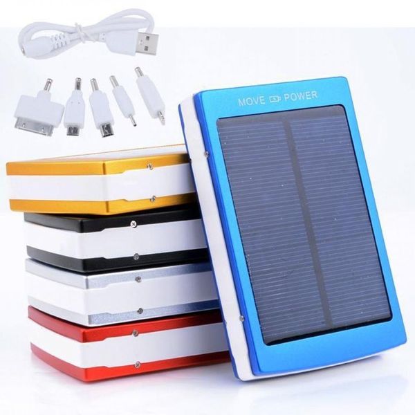 

solar 30000mah power bank dual usb external battery pack charger for iphone x xiaomi note outdoor powerbank usb cable connector