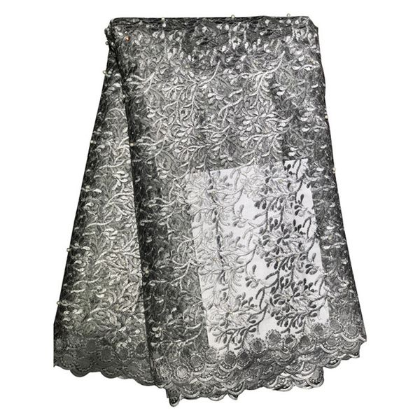 

multi colors lace fabrics arabic african style french lace fabric for wedding gowns evening prom dress 426-8, Black;white