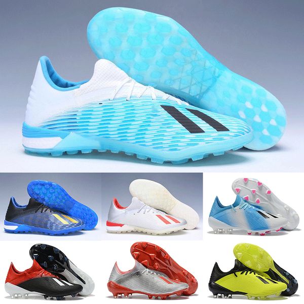 

Mens Indoor Soccer Cleats Shoes X 19.1 TF MD Кристаллические прозрачные футбольные бутсы X19.1 Dark Script Fl