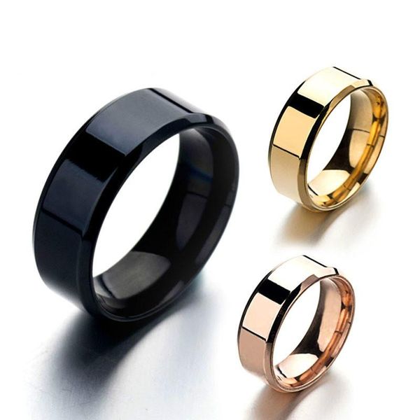 

2019 simple design glaze personalized ring 8mm black/ silver/gold/blue/rosegold gloss titanium rings jewelry for men women couple size 6-13