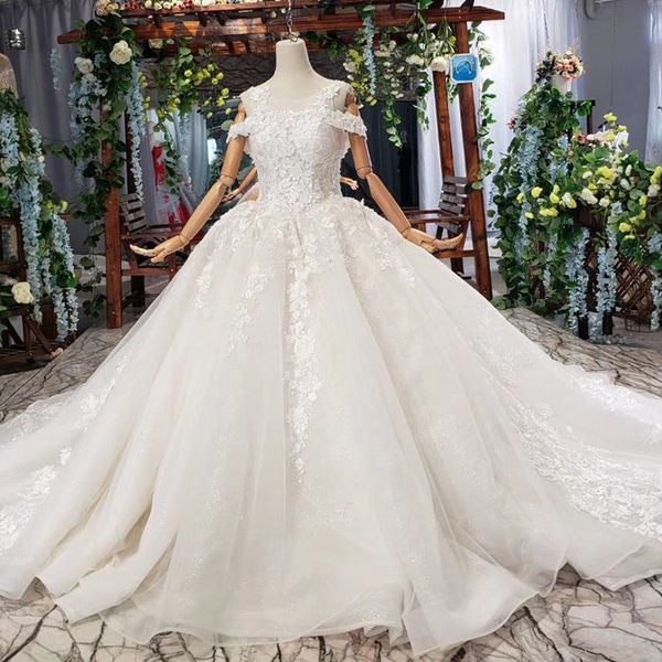 

2019 последние boho свадебные платья с плеча с коротким рукавом зашнуровать обратно кружева аппликация кристалл o шеи плюс размер свадебные, White
