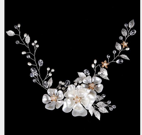 

flowers, leaves, crystal beads, hair belt, sweet bride's marriage accessory headband, Slivery;golden