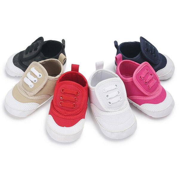 

2019 newborn baby boy girl shoes soft sole white red black blue shoes canvas