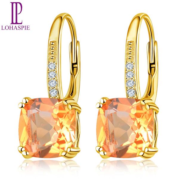 

3.94ct yellow citrine dangle drop earrings for women gift 925 sterling silver natural gemstones yellow gold plated fine wedding girl jewelry