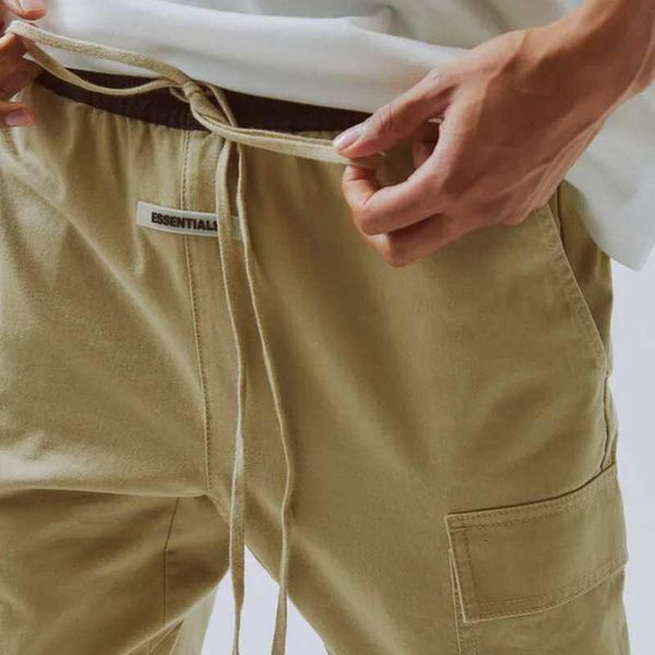 

19fw страх божий essentials брюки-карго инструменты drawstring брюки тренировочные брюки повседневные спортивные бегуны эластичный пояс брюк, Black