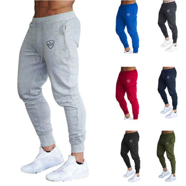 

2019 new mens slim fit tracksuit sport gym skinny jogging joggers summer sweat pants trousers pencil pants m-2xl, Black