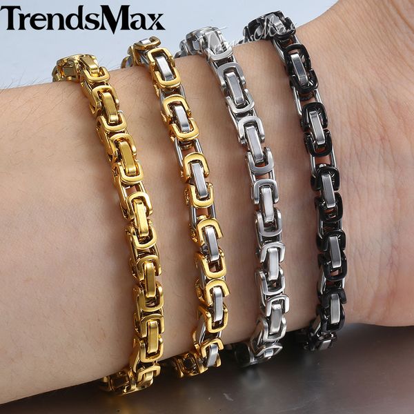 Bracelet Gold Silver Stainless Steel bizantina Fazer a ligação Pulseiras Cadeia Femininos 5 milímetros 2018 Homens Fashion Jóias Hip Hop 7-11