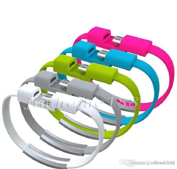 

bracelet hand wrist data sync charger charging type c usb cable fast charging portable noodle usb charger cable for micro v8 android
