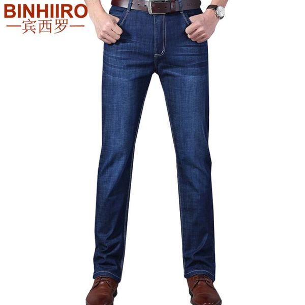 

brand men's jeans 2020 spring new solid color classic full length pants slim straight elasticity jeans trousers men, Blue