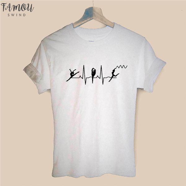 

gymnastics heartbeat ballet print women tshirt casual cotton hipster funny t shirt for girl tee drop ship, White