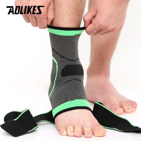 

2020 new style aolikes 1pcs 3d sport ankle brace protector compression ankle support pad elastic nylon strap brace for football basketball, Blue;black