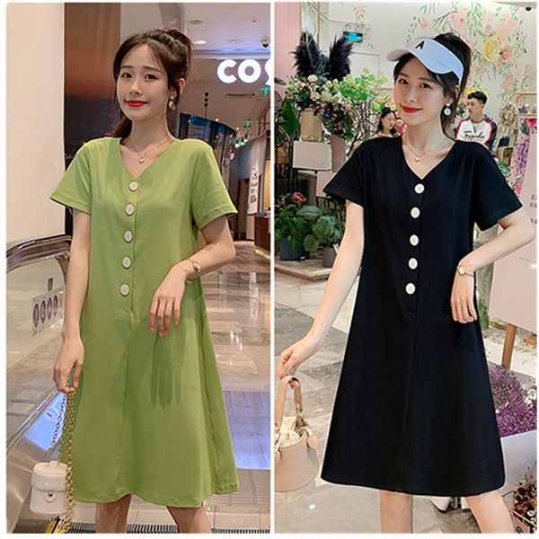 

breastfeeding maternity dresses 2020 new summer cotton gravidas clothing for pregnant women short sleeve women clothes c0142, White