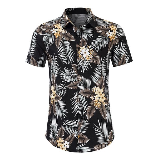 

men's clothing 100% cotton hawaiian shirts beach shirts outdoors casual blouse, Gray;blue
