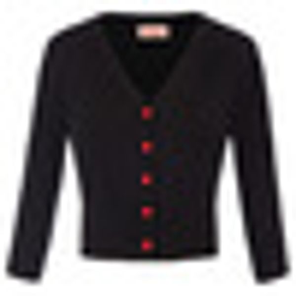 

bp women cardigan 3/4 sleeve slim fit v-neck contrast button knitwear knitting coat cardigan, Black;brown