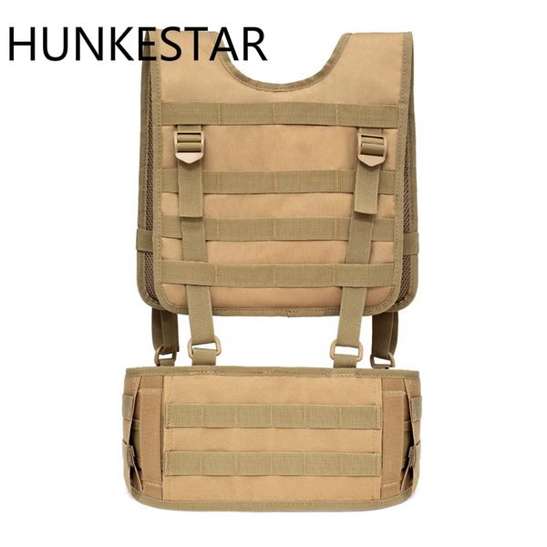

molle pals tactical molle waist belt combat removable waist battle belt padded h-shaped suspender harness wargame vest, Camo;black