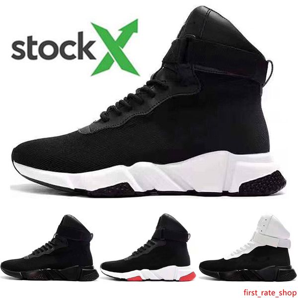 

stock x new arrivel mens designer shoes speed trainer high socks black white red womens fashion casual platform sports sneakers size 36-45