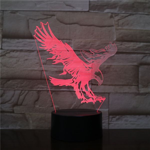 

eagle night lamp 3d illusion 7 color changing decorative light child kids girl gift animals hawk desk led night light bedside