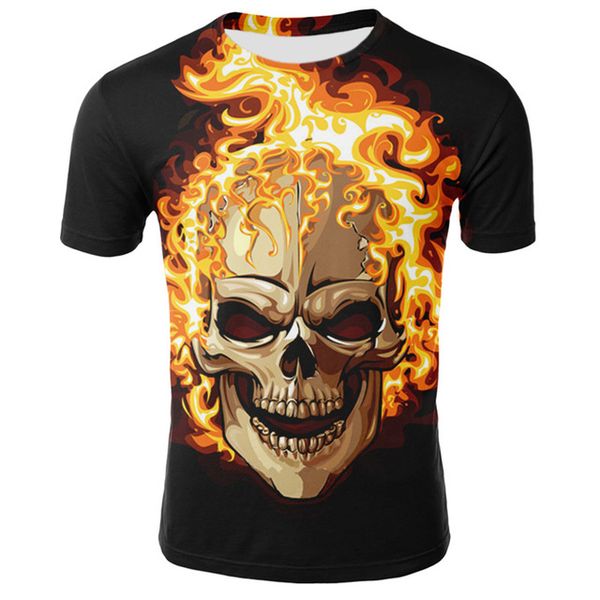 

dressing2020 3d печать футболка мужчины с коротким рукавом пламя череп шаблон мужчины / женщины футболка мужская хоп уличная одежда o шеи фу, White;black
