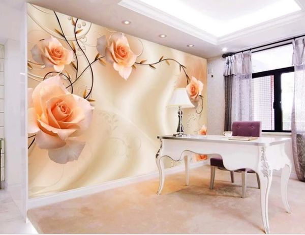 

современные пользовательские 3d обои rose vine tv фон обои настенная живопись для гостиной