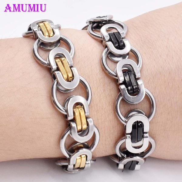 

amumiu stainless steel chain bracelets for man women gold silver color for couple lover jewelry b099, Black
