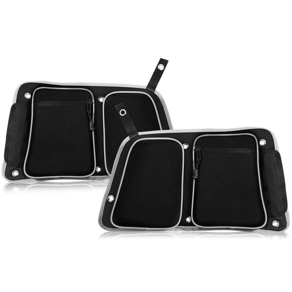 

rear door pocket, passenger and driver's side storage bag set with knee pads for 2014-2019 polaris rzr 4 900, xp4 1000, 4-door t