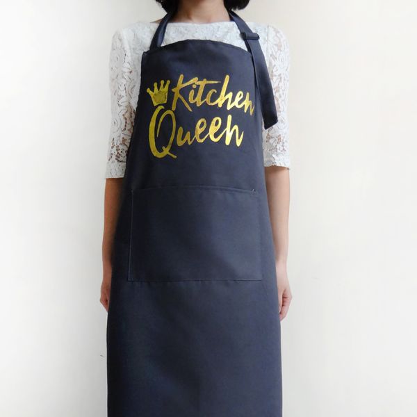 

2019 nordic style home kitchen king & queen apron for woman men adjustable coffee shop work apron cooking tools drop shipping