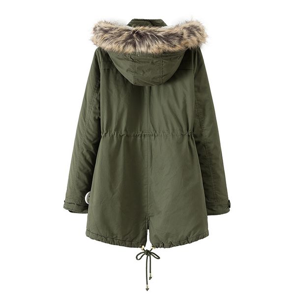 

12p15 women's dress versatile brushed and thick mid-length loose-fit fur collar hooded cotton-padded clothes cotton coat, Blue;black