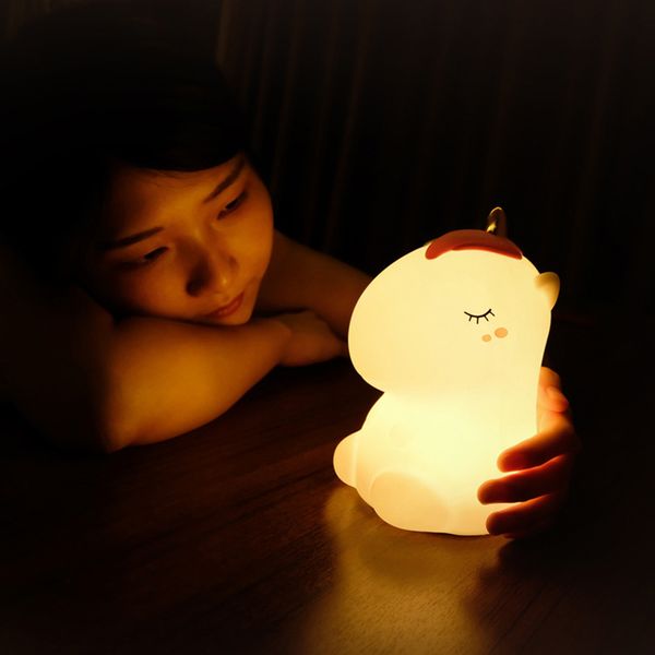 

brelong unicorn silicone lamp usb night light scene atmosphere cartoon bedroom pat light 1 pc