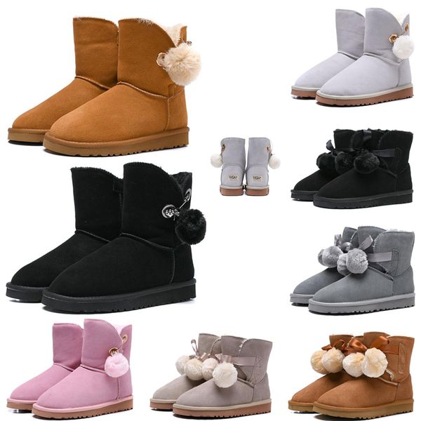 

luxury fashion australia women boots classic snow boots tall bailey bowknot girl winter desinger keep warm des chaussures size 36-41, Black