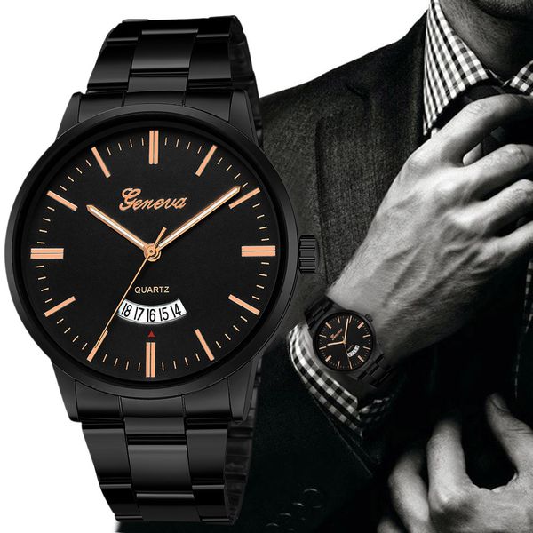 

2018 relogio masculino men stainless steel quartz analog date wrist watch sport watches gifts saat montre reloj hombre clock, Slivery;brown