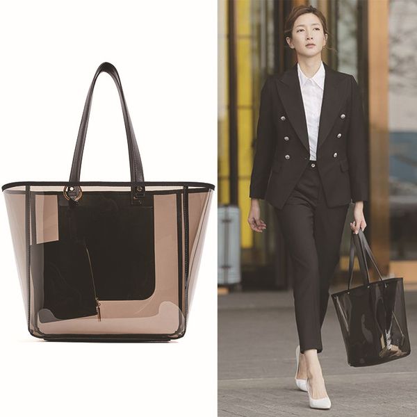 

women's bag pu fashion transparent open with small bag handbag womens handbags and purses ladies hand bags shoulder solid
