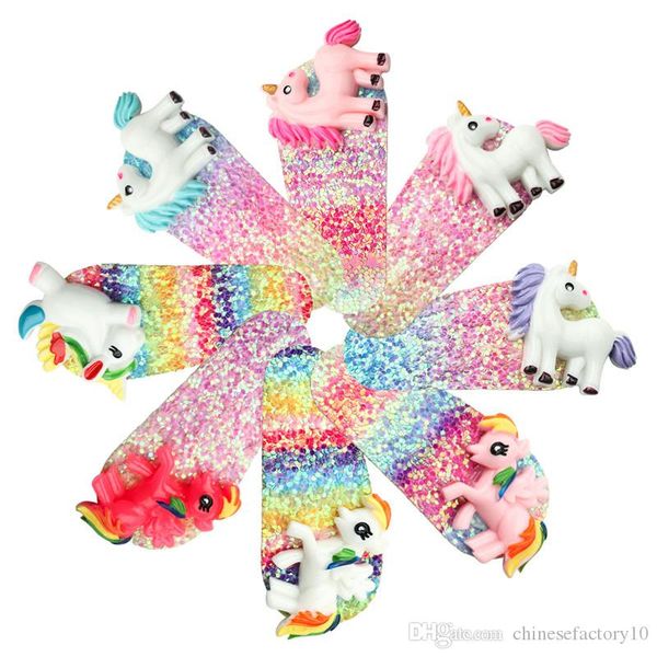 

baby girls sequins unicorn hair clip hair accessories kids hairpin cute glitter designer barrettes 8 colors, Slivery;white