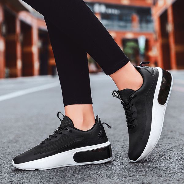 

large size sports women's shoes thick bottomed elevator shoes daily life casual shoes korean-style versitile fashion damping run, Black