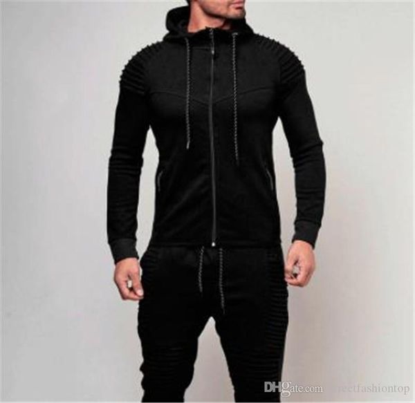 

winter mens designer hoodies solid color cardigan mens sportswear sports fitness long sleeve hooded loose mens sweatshirts with zipper, Black