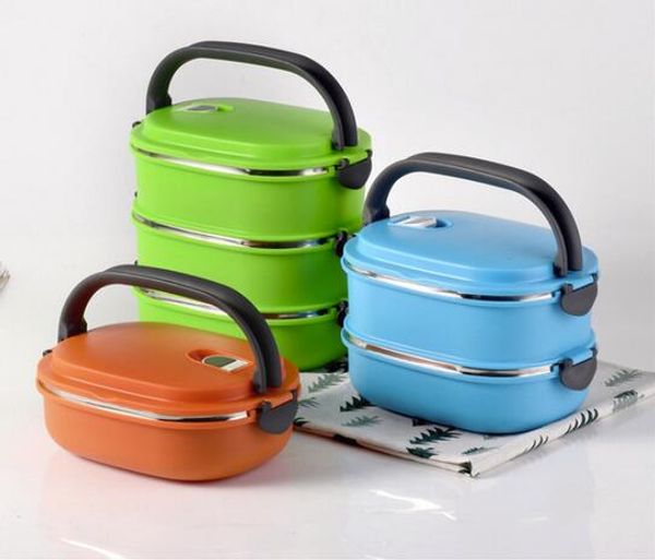 

wholesales stainless steel insulated square lunch box gift preservation bowl double student lunch box
