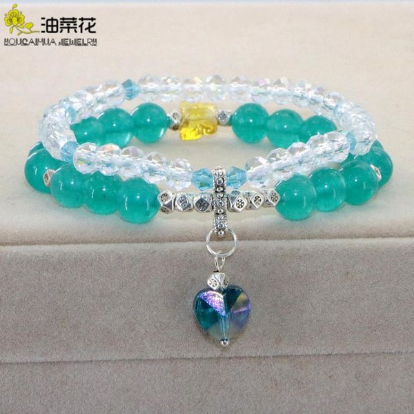 

new bohemian natural stone amethysts olive jades bracelet woman girl crystals pendant alloy accessories christmas wedding gift, Black