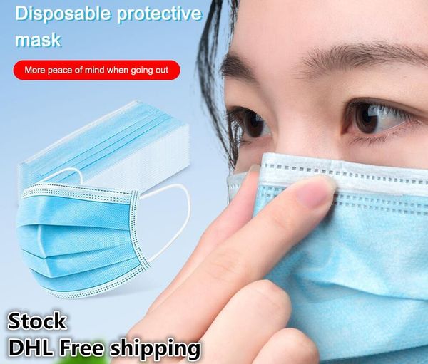 

100шт маска запас dhl бесплатная доставка маски одноразовые 3 слоя пылезащитная маска для лица защитный чехол маски набор антипылевая маска