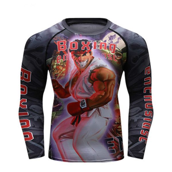 

rashguard спорт t shirt men rash guard фитнес муай тай центр подготовки boxeo джерси мужчины футболки bjj бокс джиу джитсу трикотажных издел, Black;red