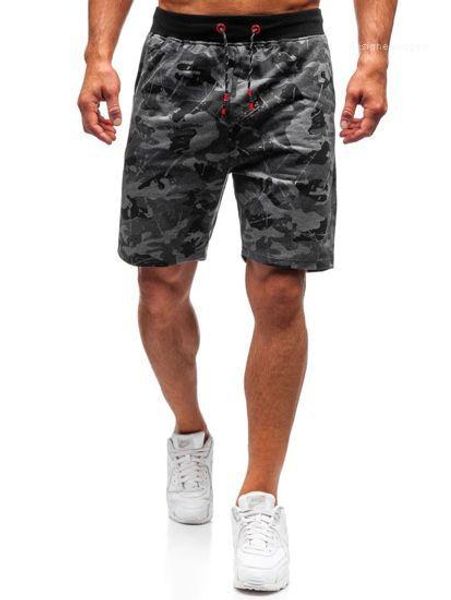 

camouflage print pants summer sashes male designer relaxed pants fashion knee length short pants male casual, White;black