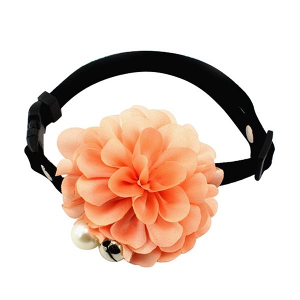 

7 color flower cat dog collar necklace leather dog bell pet pup collars rose neck strap fashion collars dog collars leashes