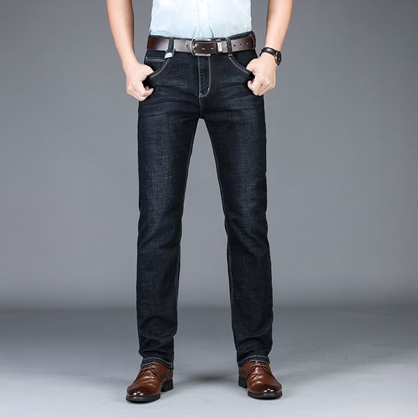 

men for spring autumn slim fit cotton jeans with destruction men's cotton jeans in washed denim with zip button, Blue