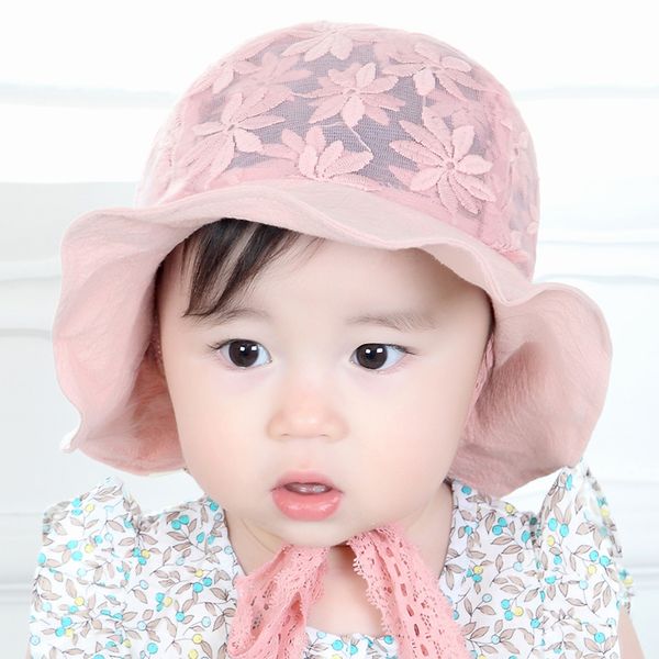 

baby hat spring and summer sun hat lace breathable sun protection princess, Yellow