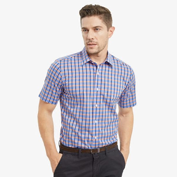 

smartfive men's shirt summer new cotton casual plaid shirt male short sleeved slim fit for men sfs5a322, White;black